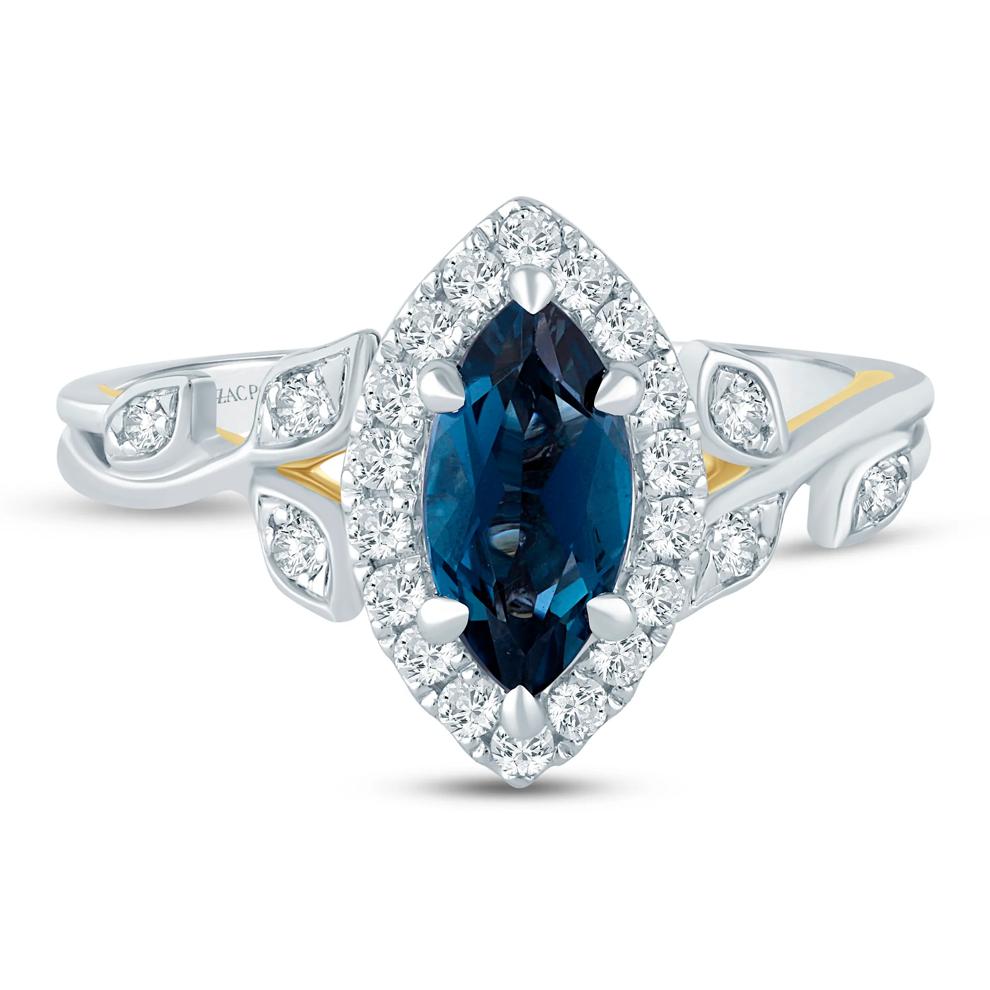 Bailey London Blue Topaz and Lab Grown Diamond Engagement Ring in 14K White Gold (1/3 ct. tw.) – Image 1 of 3