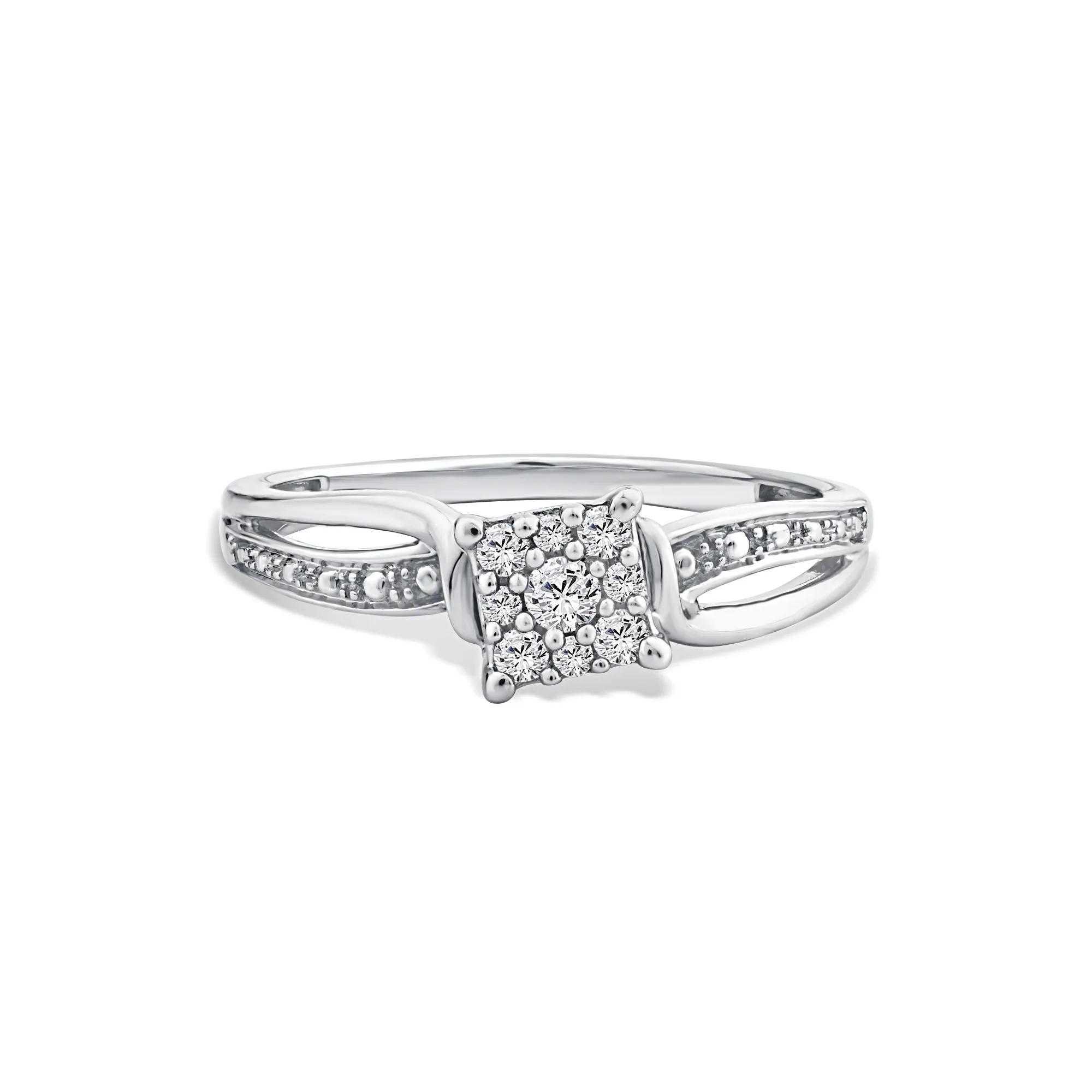 Diamond Cushion Composite Promise Ring in Sterling Silver (1/7 ct. tw.)
