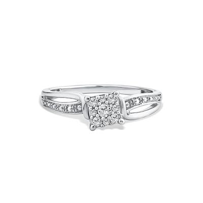 Diamond Cushion Composite Promise Ring in Sterling Silver (1/7 ct. tw.)