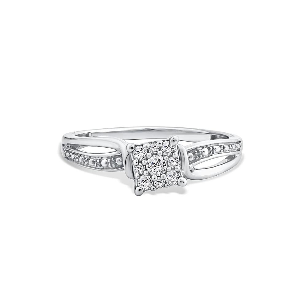 Diamond Cushion Composite Promise Ring in Sterling Silver (1/7 ct. tw.) – Image 1 of 4