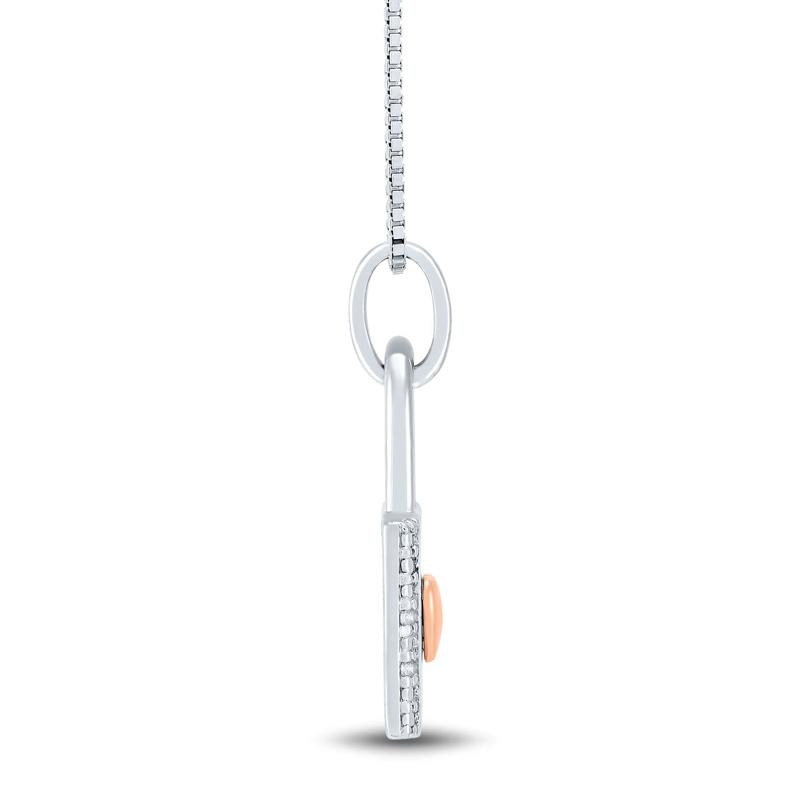 Padlock Pendant with Diamond Accents in Sterling Silver and 14K Rose Gold – Image 2 of 4