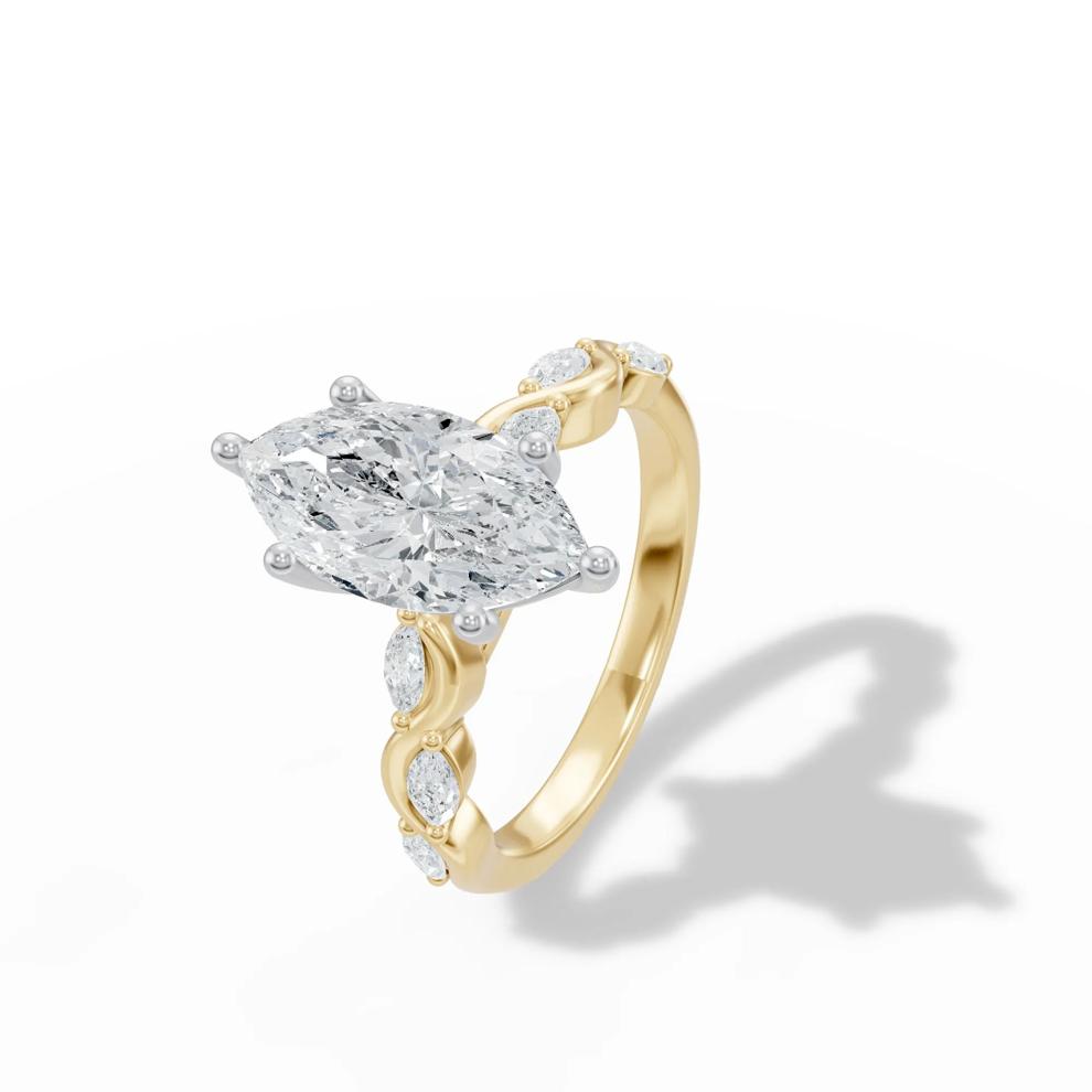 Lab Grown Diamond Marquise Engagement Ring in 14K Yellow &amp; White Gold (2 1/3 ct. tw.) – Image 4 of 4
