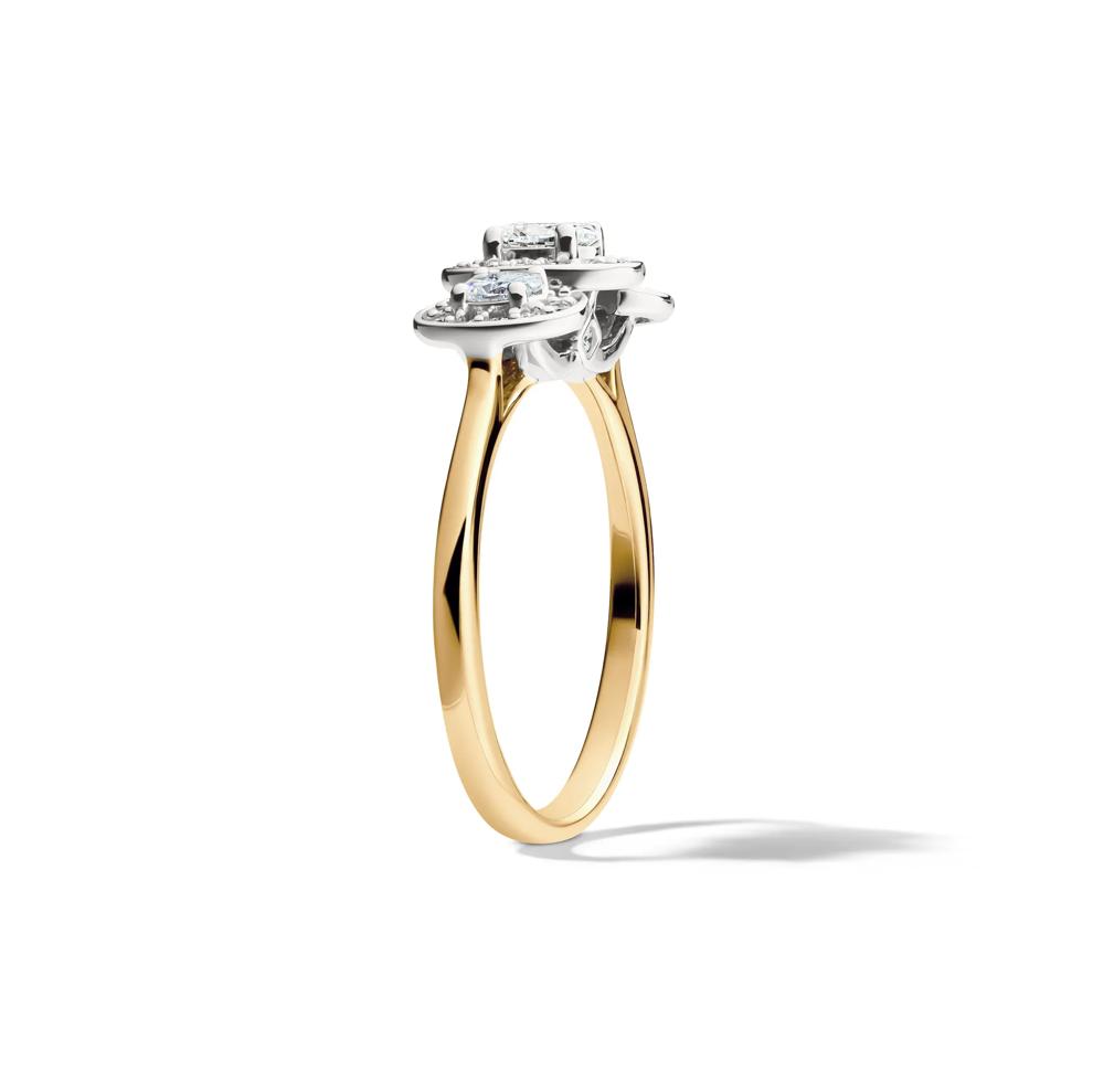 Diamond Oval Center Three-Stone Engagement Ring in 14K Yellow &amp; White Gold (5/8 ct. tw.) – Image 3 of 4