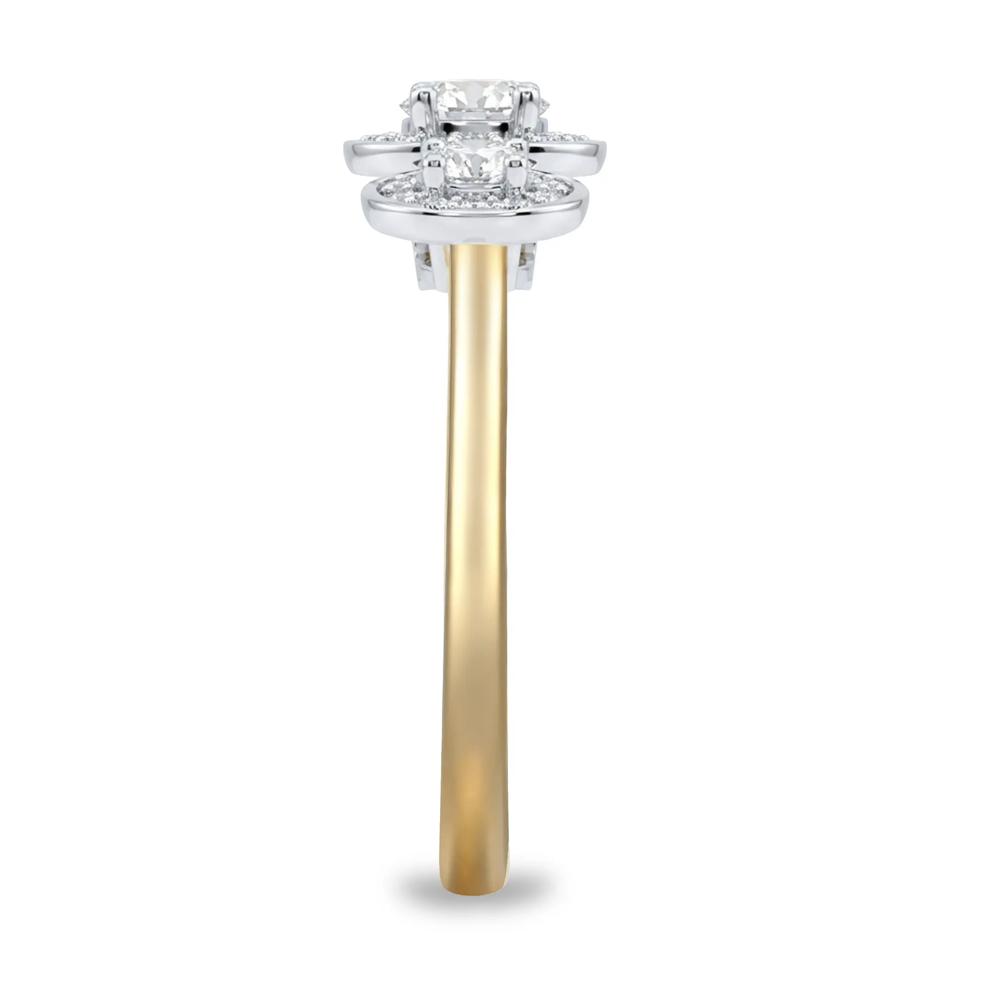 Diamond Oval Center Three-Stone Engagement Ring in 14K Yellow &amp; White Gold (5/8 ct. tw.) – Image 4 of 4