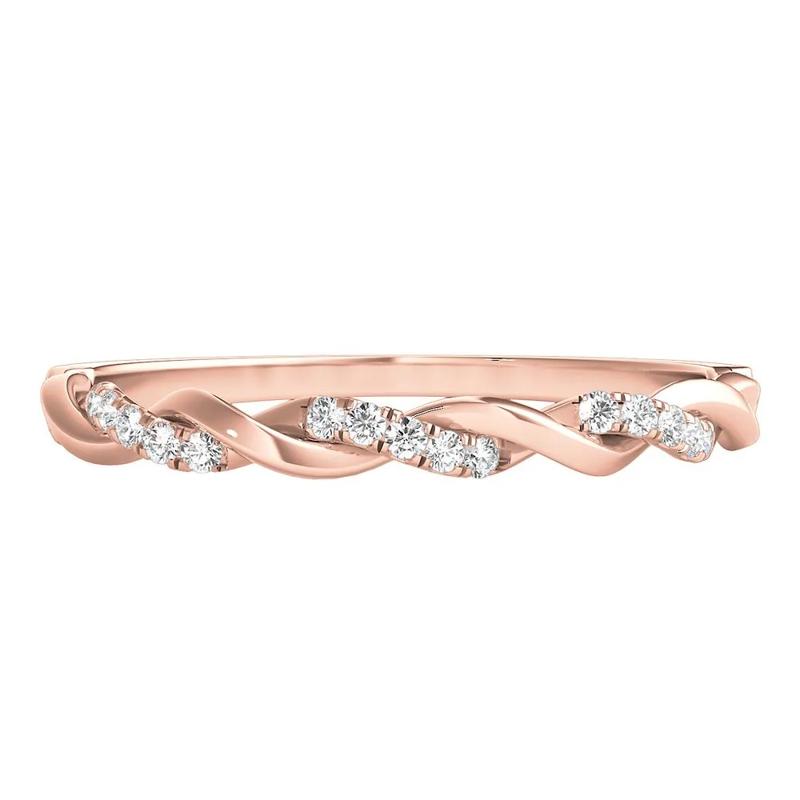 1/10 ct. tw. Diamond Twist Band in 14K Rose Gold – Image 1 of 3