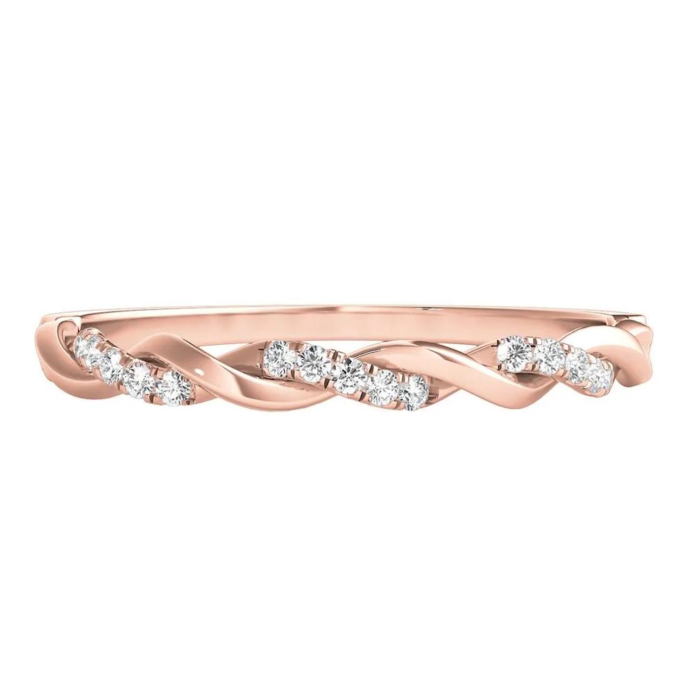 1/10 ct. tw. Diamond Twist Band in 14K Rose Gold – Image 1 of 3