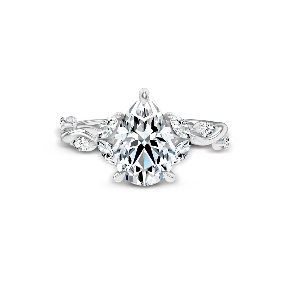 Lab Grown Diamond Pear-Shaped Center Engagement Ring in 14K White Gold (3 3/8 ct. tw.) – Image 1 of 4