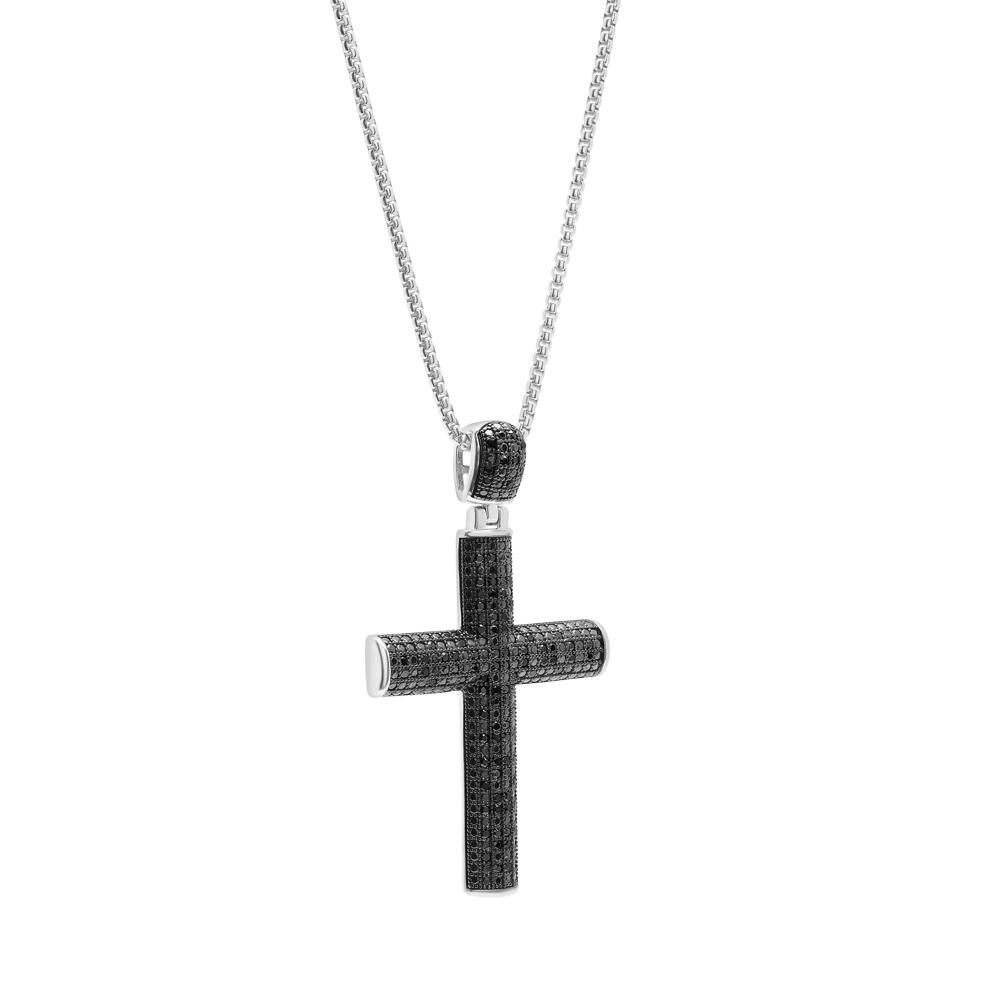 Black Diamond Cross Pendant in Sterling Silver (1/2 ct. tw.) – Image 2 of 4
