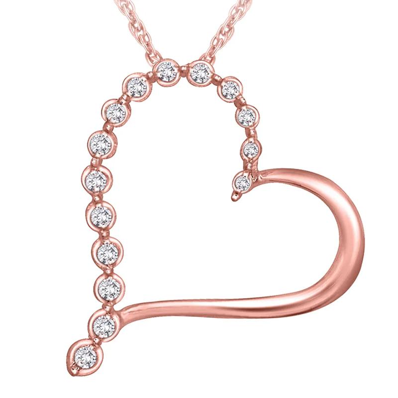 Diamond Journey Heart Pendant in 10K Rose Gold &#40;1/10 ct. tw.&#41; – Image 1 of 2