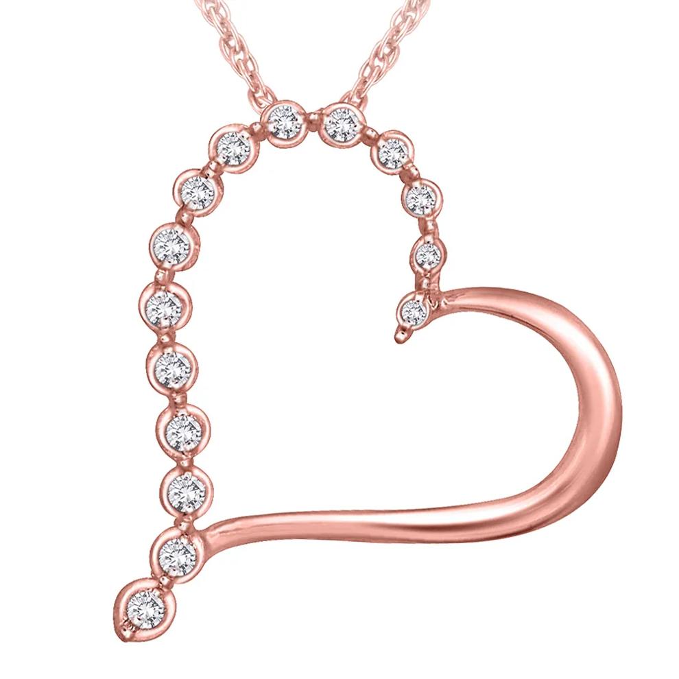 Diamond Journey Heart Pendant in 10K Rose Gold (1/10 ct. tw.) – Image 1 of 2