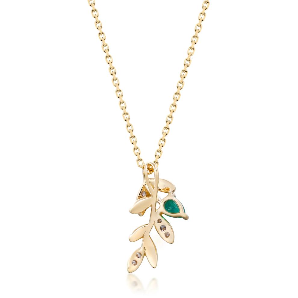 Emerald and Diamond Accent Laurel Necklace in 10K Yellow Gold – Image 3 of 3