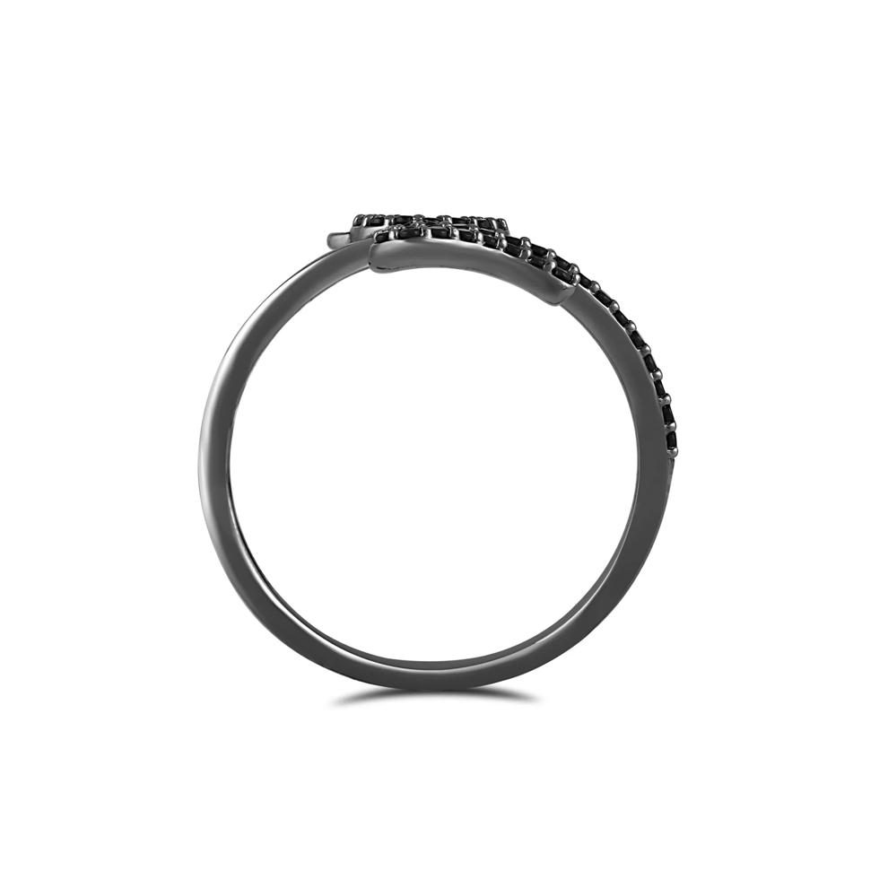 Black Diamond Cat Bypass Ring in Sterling Silver (1/5 ct. tw.) – Image 2 of 4