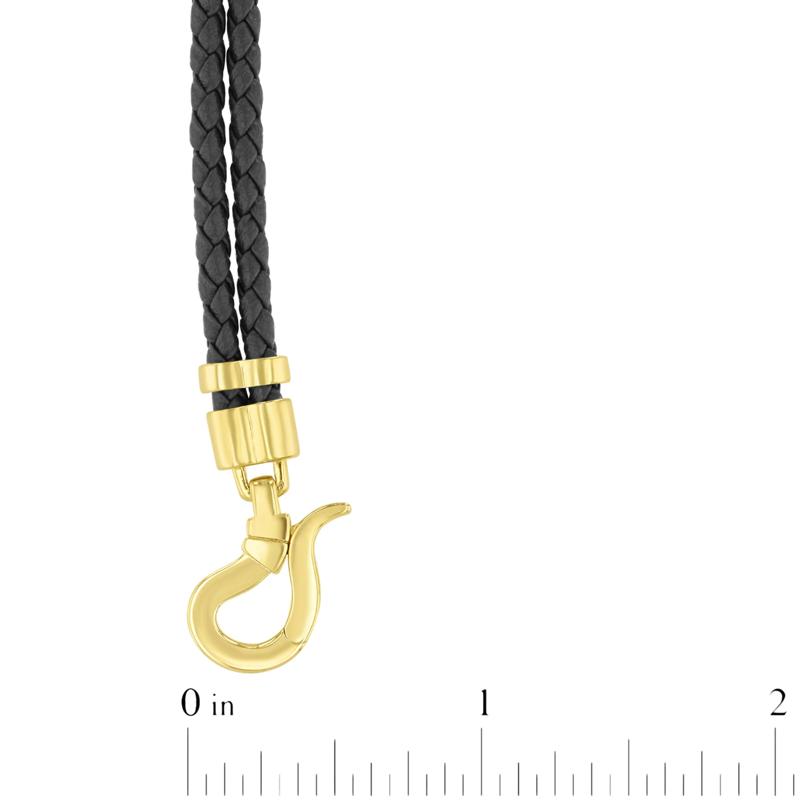 Men&#39;s Double Woven Green Leather Screw Bracelet in Vermeil and Sterling Silver, 8.5&quot; – Image 3 of 3