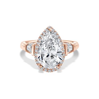 Lab Grown Diamond Pear-Shaped Halo Engagement Ring in 18K Rose Gold (5 1/4 ct. tw.)