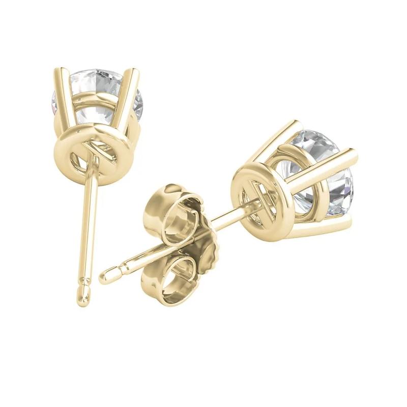 Diamond Round Solitaire Stud Earrings in 14K Yellow Gold &#40;1 ct. tw.&#41; – Image 3 of 4