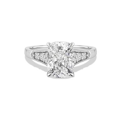 Lab Grown Diamond Elongated Cushion Engagement Ring in 14K White Gold (4 1/4 ct. tw.)