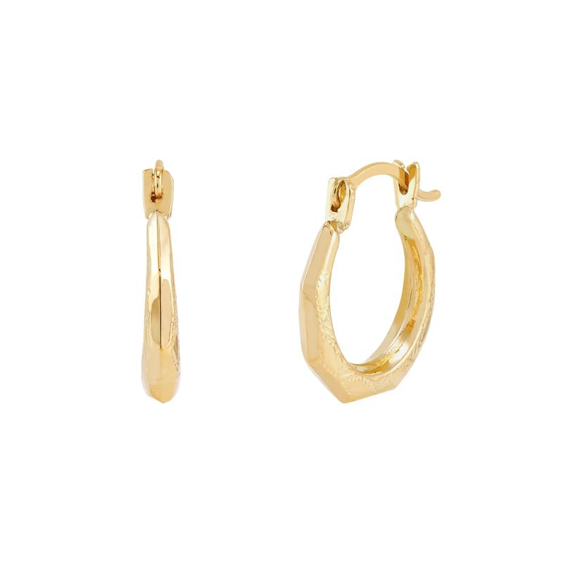 Small Textured Hoop Earrings in 14K Yellow Gold – Image 1 of 1