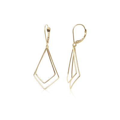 Double Triangular Drop Earrings in 14K Yellow Gold