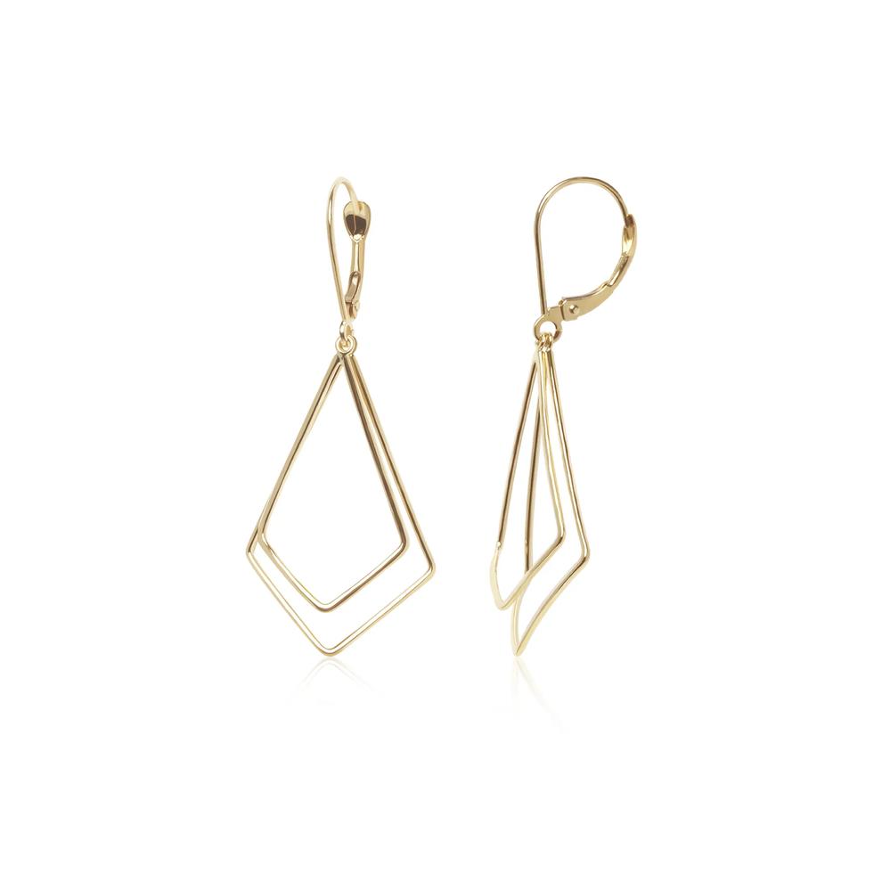 Double Triangular Drop Earrings in 14K Yellow Gold – Image 1 of 2