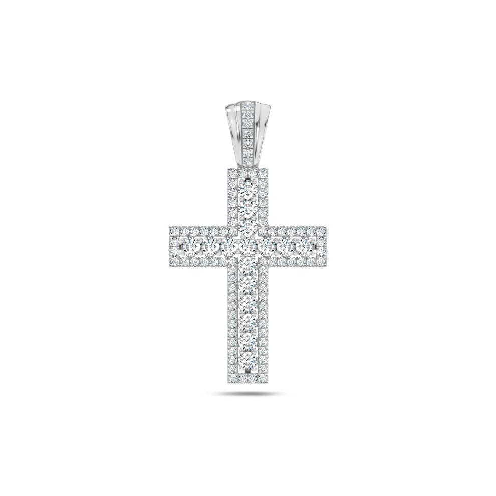 Men's Lab Grown Diamond Cross Pendant in 10K White Gold (2 ct. tw.) – Image 1 of 2