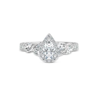 Diamond Pear-Shaped Halo Engagement Ring in 14K White Gold (1 ct. tw.)