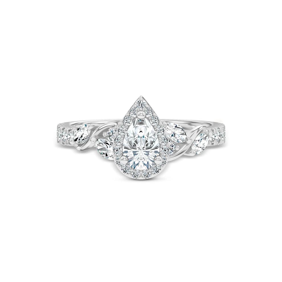 Diamond Pear-Shaped Halo Engagement Ring in 14K White Gold (1 ct. tw.) – Image 1 of 4