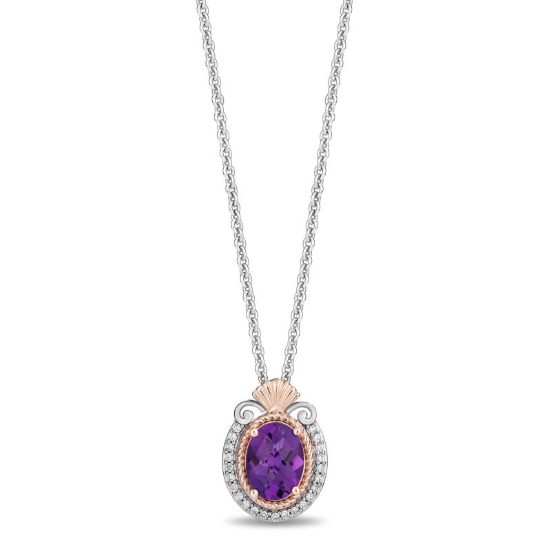 Ariel Amethyst and Diamond Pendant in Sterling Silver &amp; 10K Rose Gold &#40;1/10 ct. tw.&#41; – Image 1 of 3