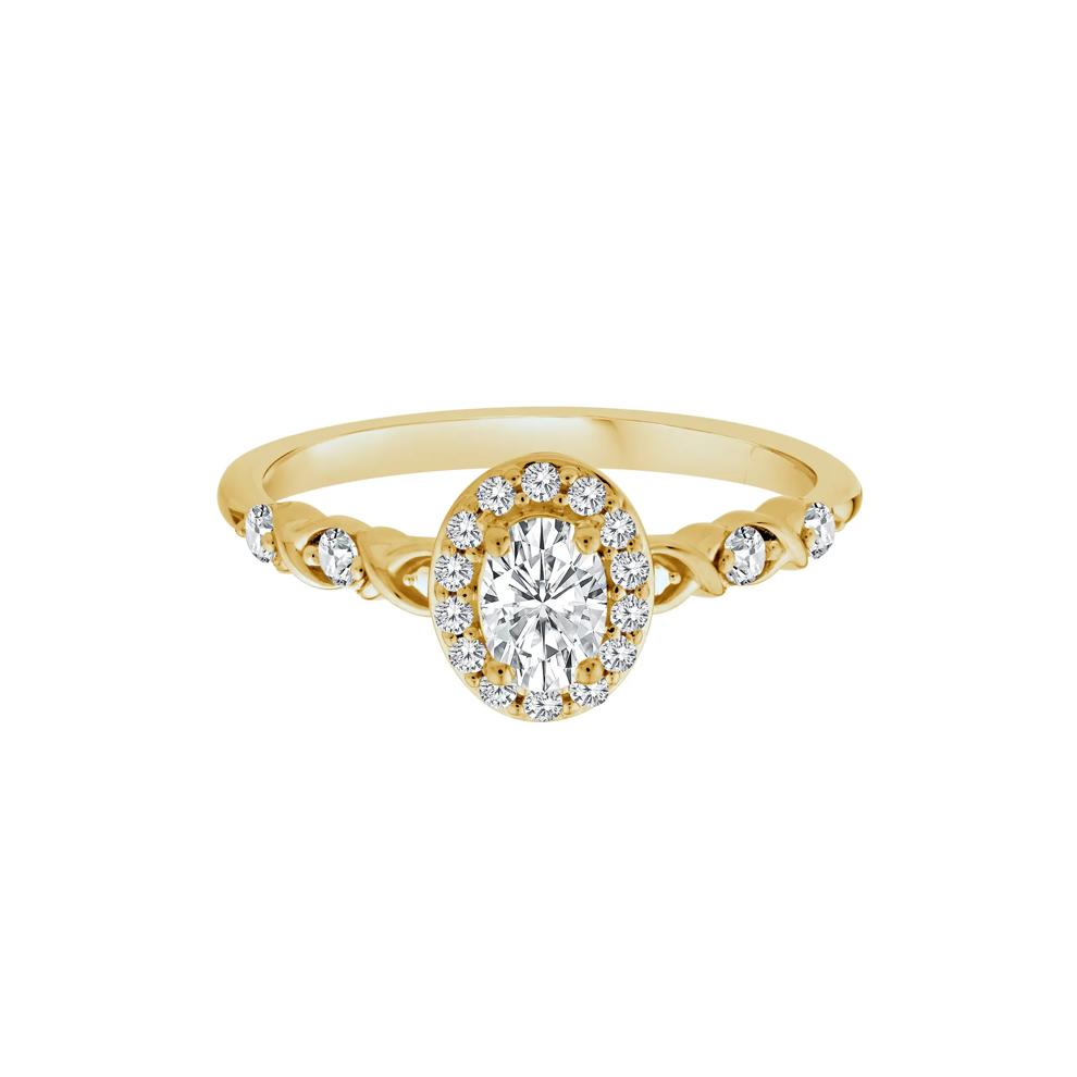 Lab Grown Diamond Oval Halo Promise Ring in 10K Yellow Gold (1/2 ct. tw.) – Image 1 of 3