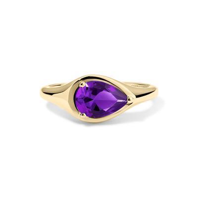Pear-Shaped Amethyst Ring in 10K Yellow Gold