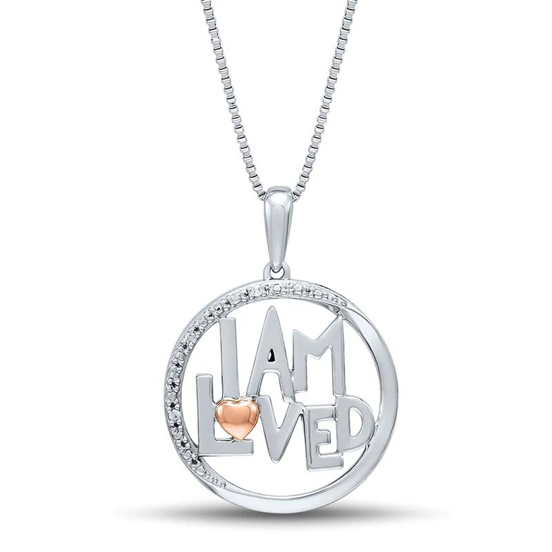 Diamond &quot;I am Loved&quot; Pendant in Sterling Silver – Image 1 of 3