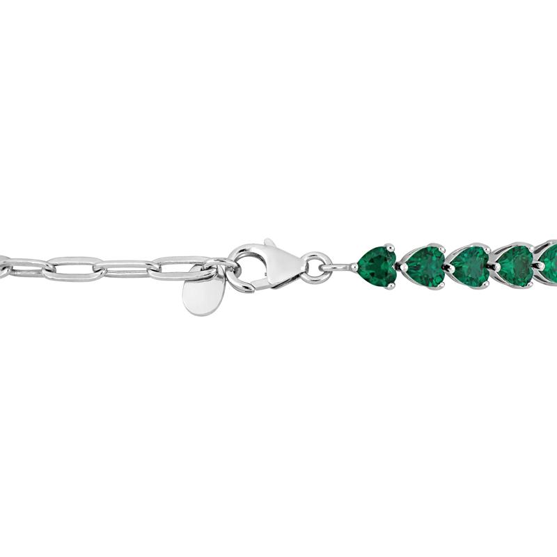 Lab-Created Emerald Tennis Bracelet in Sterling Silver – Image 2 of 5