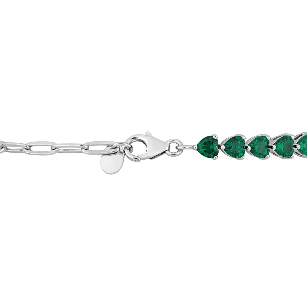 Lab-Created Emerald Tennis Bracelet in Sterling Silver – Image 2 of 5