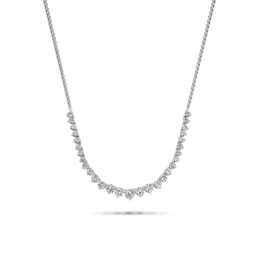 Lab-Created White Sapphire Graduated Frontal Necklace in Sterling Silver – Image 1 of 4
