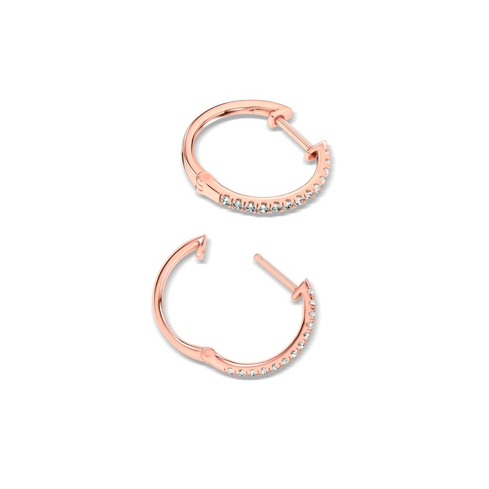 Lab Grown Diamond Hinged-Back Hoop Earrings in 10K Rose Gold (1/4 ct. tw.) – Image 2 of 2