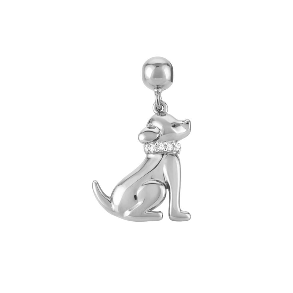 Diamond Accent Dog Bead Charm in Sterling Silver – Image 1 of 1