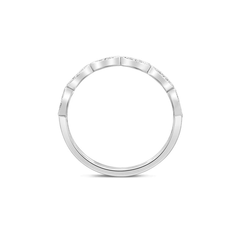 Milgrain Anniversary Band with Diamonds in 10K White Gold &#40;1/7 ct. tw.&#41; – Image 2 of 3