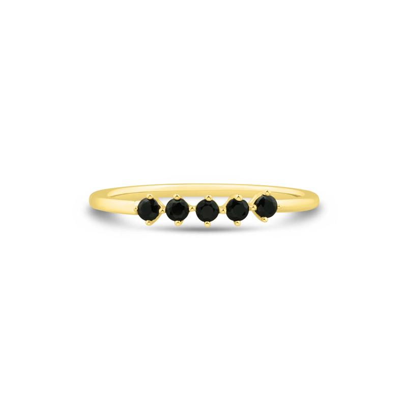 Black Onyx Five-Stone Band in 10K Yellow Gold – Image 1 of 3