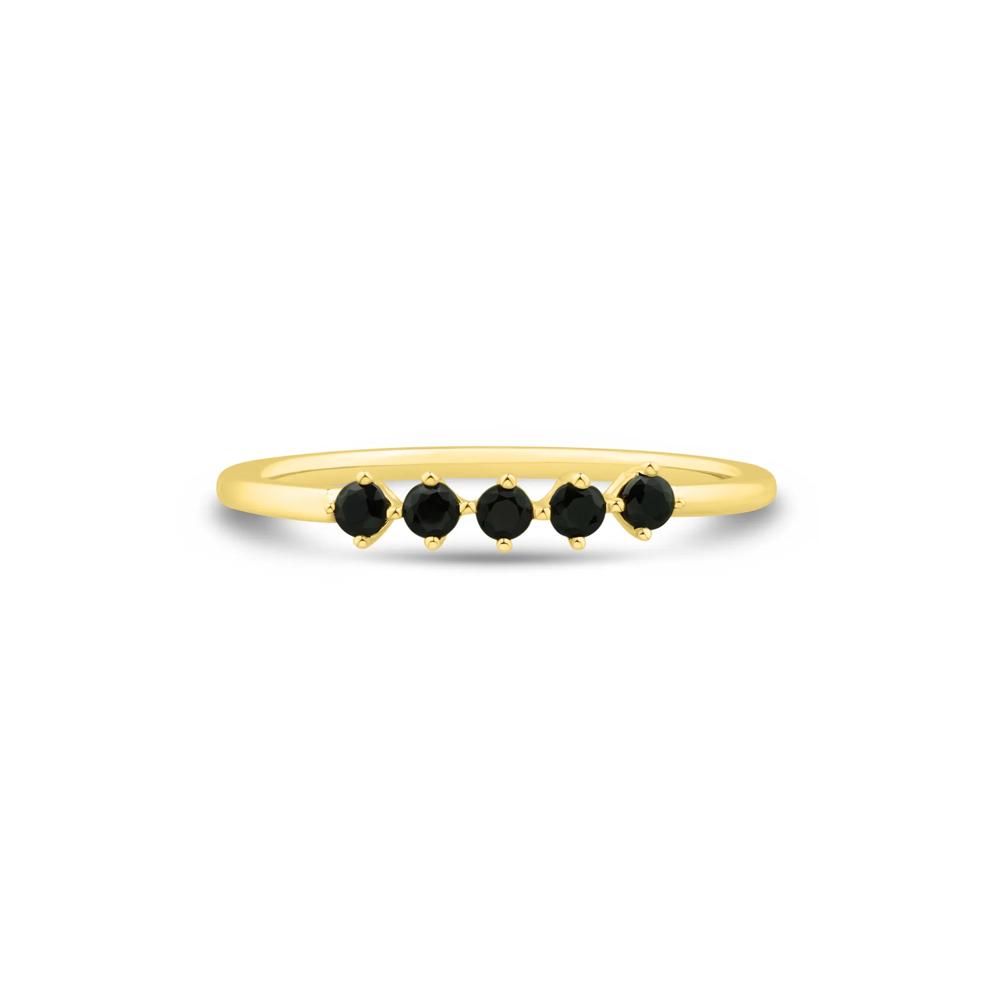 Black Onyx Five-Stone Band in 10K Yellow Gold – Image 1 of 3
