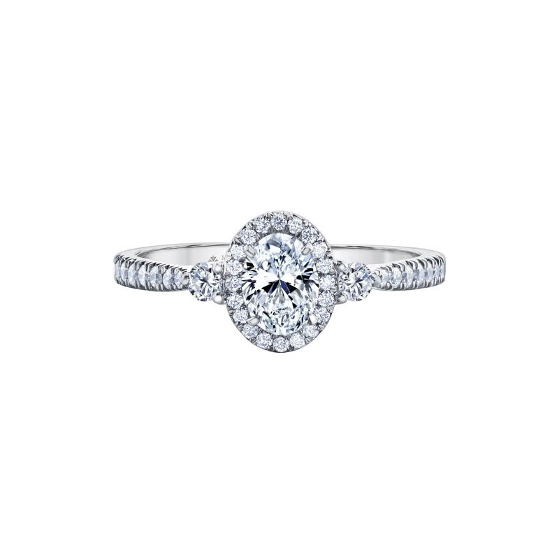 Oval-Shaped Diamond Halo Engagement Ring in 14K White Gold &#40;7/8 ct. tw.&#41; – Image 1 of 7