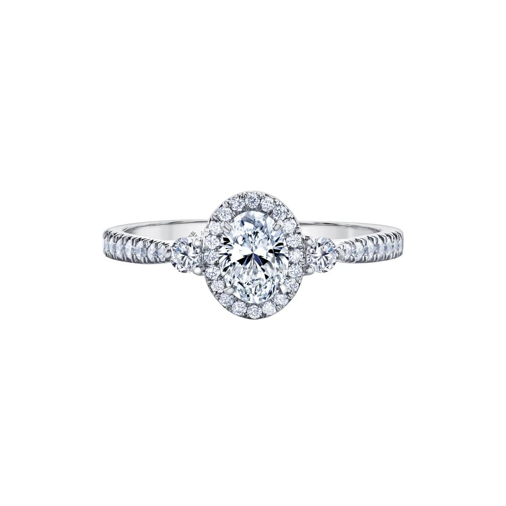 Oval-Shaped Diamond Halo Engagement Ring in 14K White Gold (7/8 ct. tw.) – Image 1 of 7