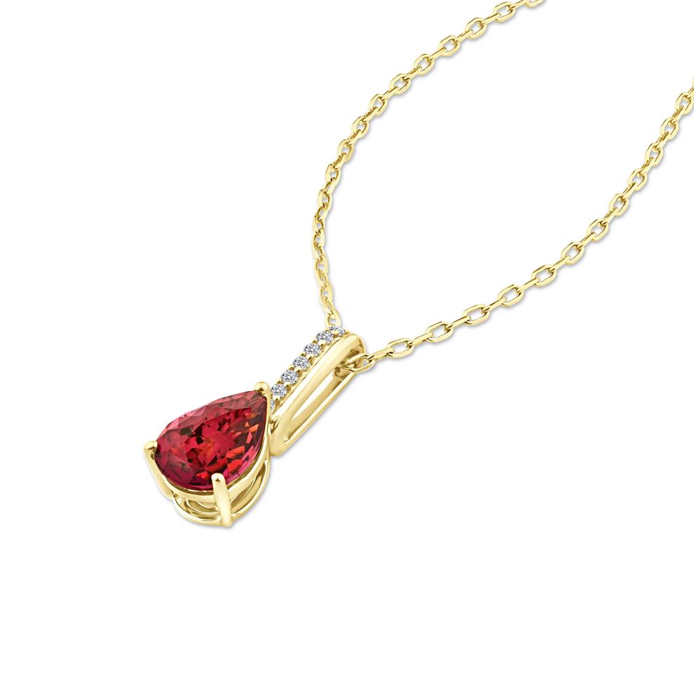 Garnet &amp; Diamond Accent Pendant Necklace in 10K Yellow Gold – Image 4 of 4