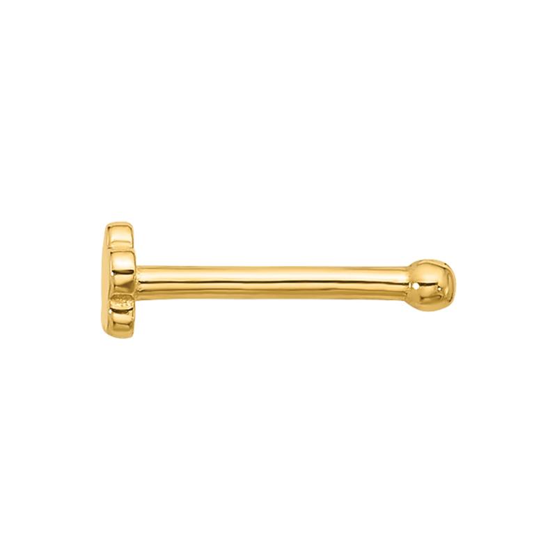 Polished Flower Nose Stud in 14K Yellow Gold, 20 Gauge – Image 2 of 3