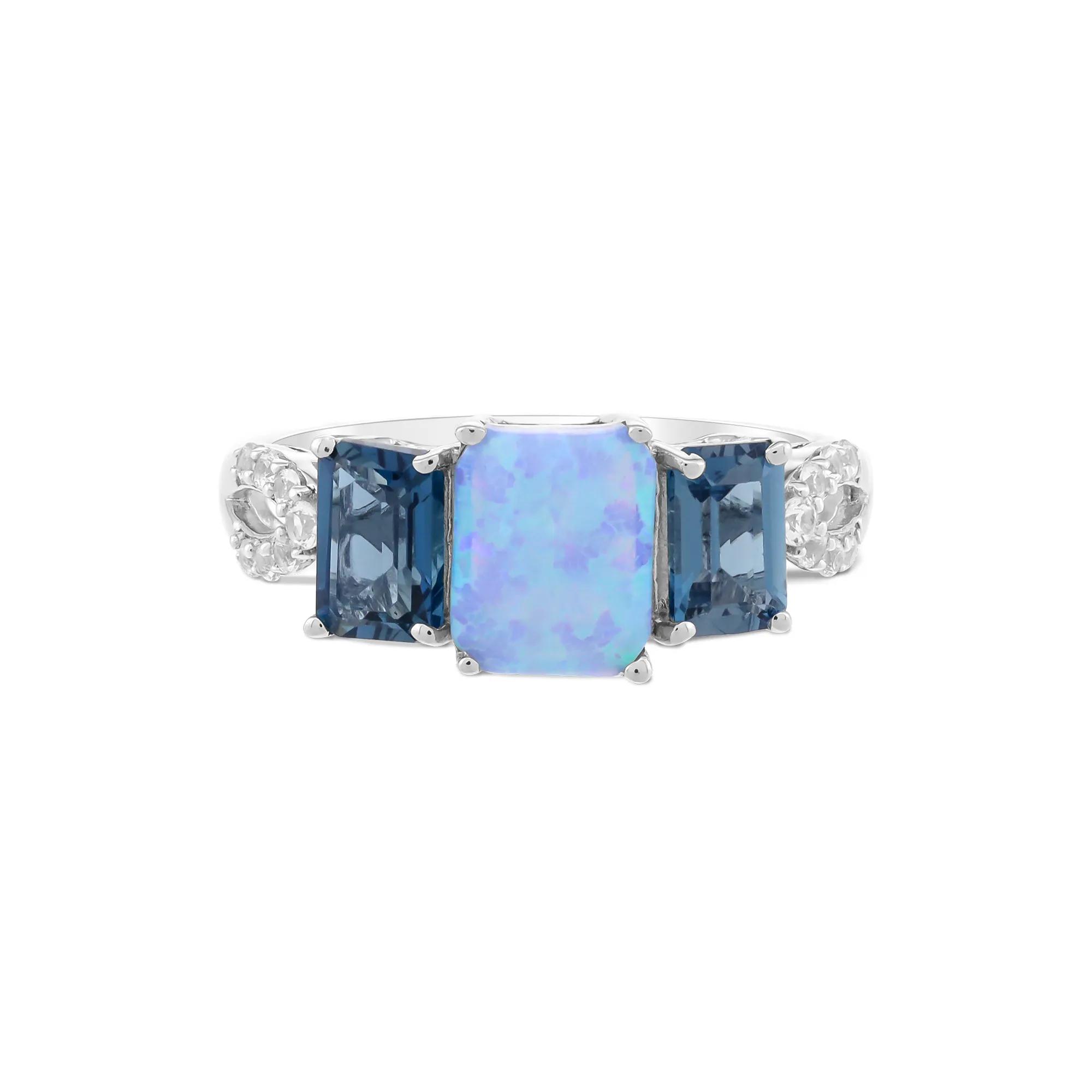 Lab-Created Blue Opal, London Blue Topaz & Lab-Created White Sapphire ...