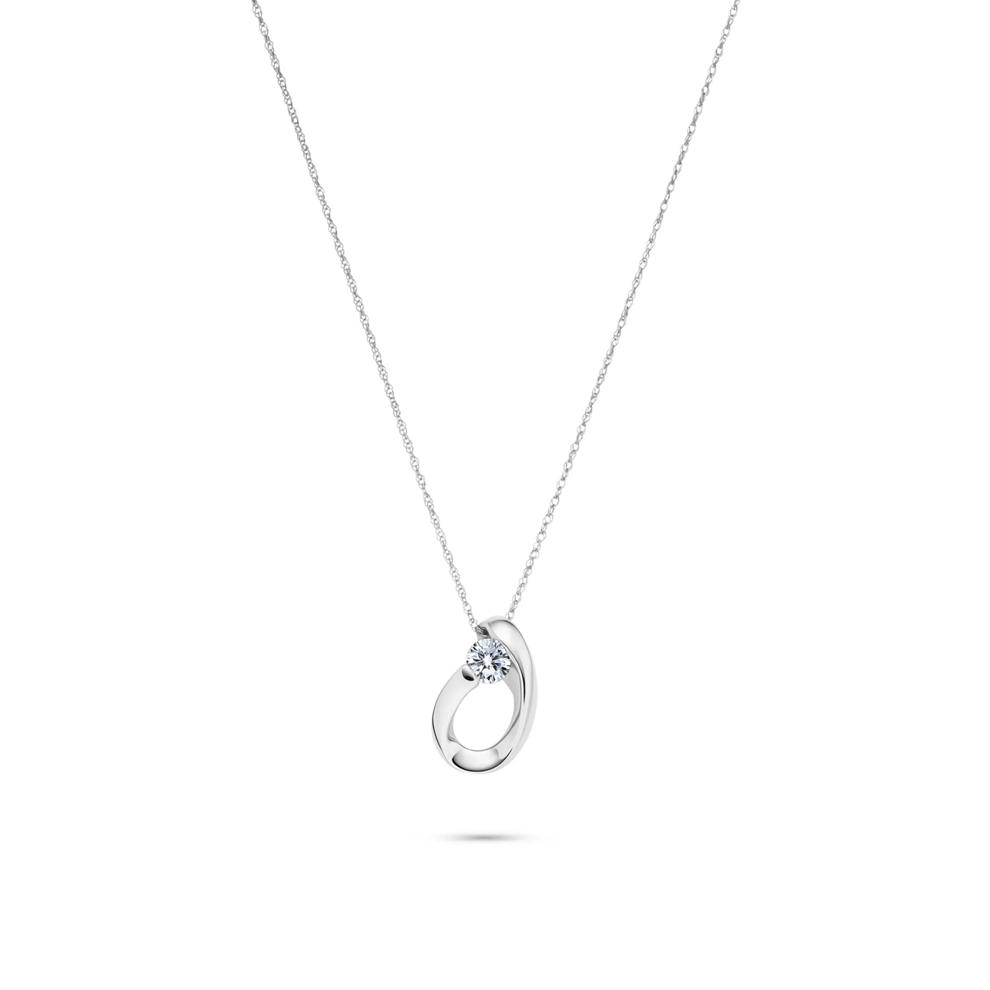 Lab Grown Diamond Solitaire Pendant in 14K White Gold (1/4 ct. tw.) – Image 1 of 4