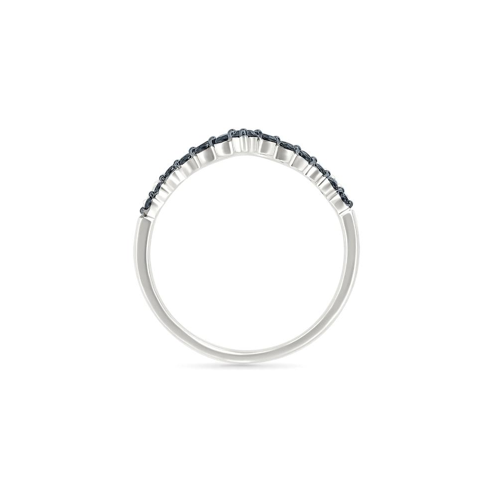 Black and White Diamond Chevron Double-Row Ring in Sterling Silver – Image 2 of 5