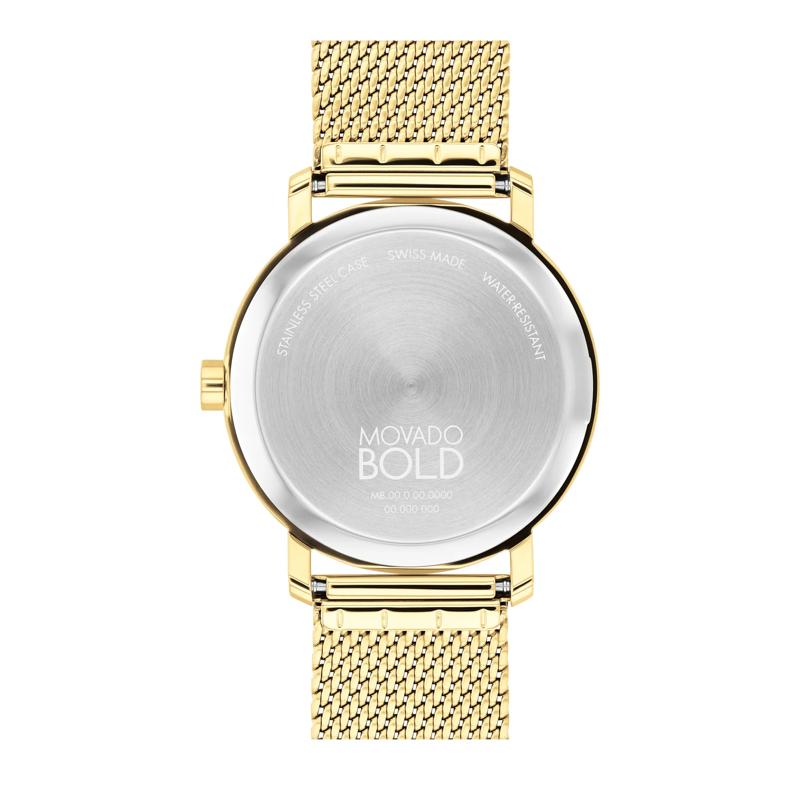 MOVADO モバード　3600766 Bold　イエロー＆クロノ ミニマリズム Movado Bold TR90 Yellow Dial Leather Strap Men's Watch 3600766