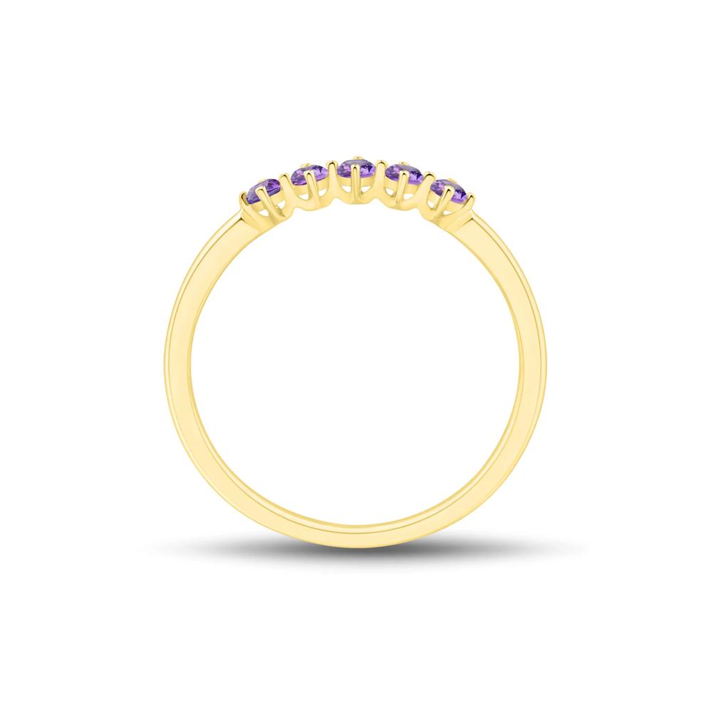 Amethyst Five-Stone Band in 10K Yellow Gold – Image 2 of 3