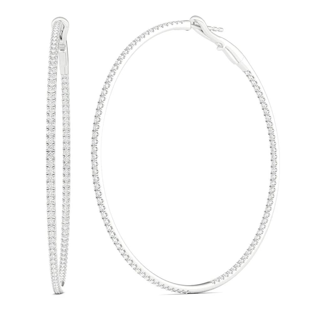 Inside-Out  Diamond Hoop Earrings in 10K White Gold (1 ct. tw.) – Image 1 of 2