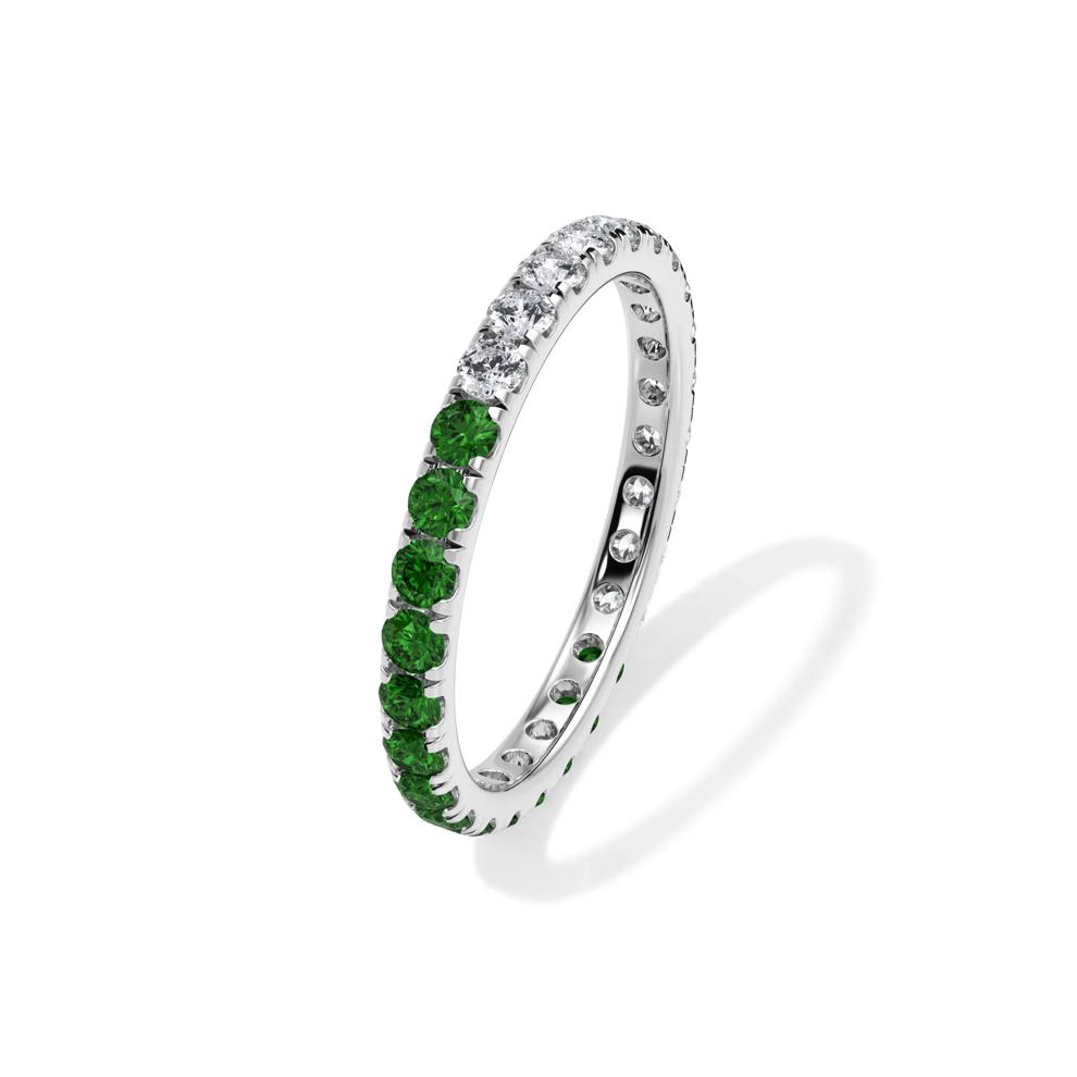 Lab Grown Diamond and Lab-Created Emerald Eternity Band in 14K White Gold (1/2 ct. tw.) – Image 4 of 4