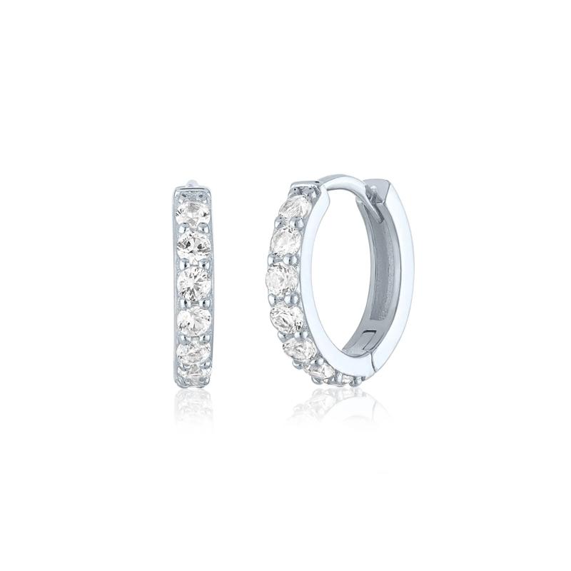 Lab-Created White Sapphire Hoop Earrings in Sterling Silver – Image 1 of 1